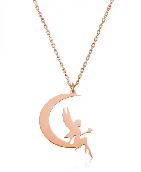 Gümüş Rose Ayda Oturan Su Perisi Bayan Kolye