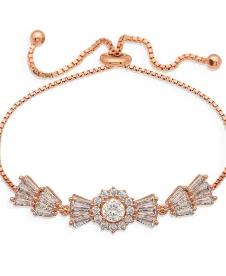 Gümüş Rose Baget Taşlı Asansör Bileklik