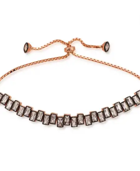 Gümüş Rose Baget Taşlı Asansör Bileklik