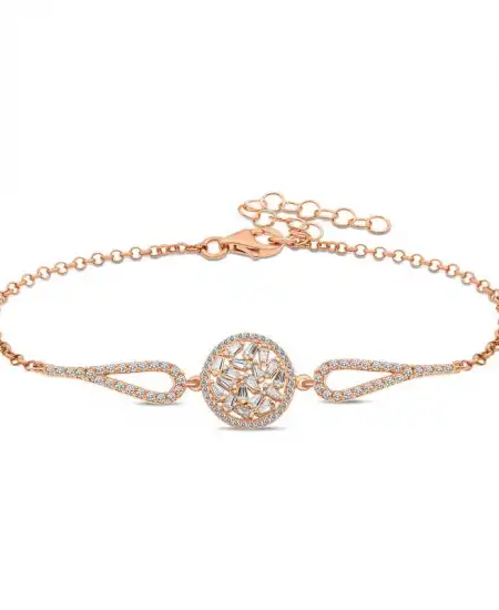 Gümüş Rose Baget Taşlı Bileklik