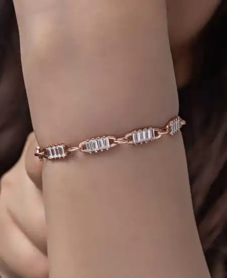 Gümüş Rose Baget Taşlı Kadın Bileklik