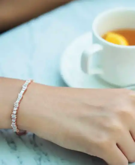 Gümüş Rose Baget Taşlı Su Yolu Asansör Bileklik