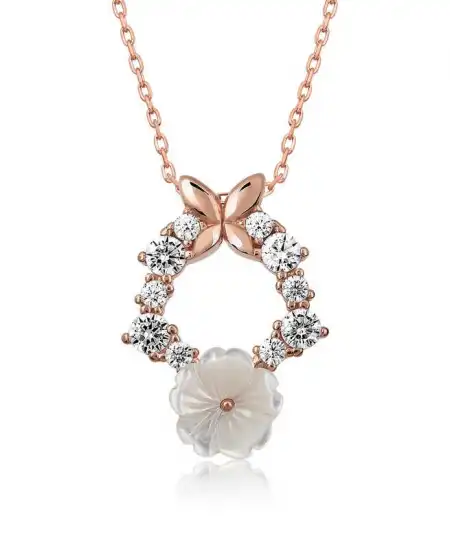 Gümüş Rose Bahar Çiçeği Kolye