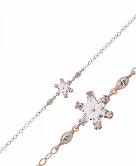 Gümüş Rose Beyaz Lotus Çiçeği Bileklik