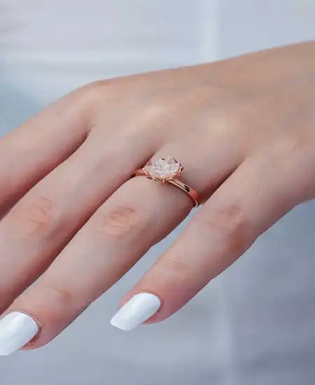 Gümüş Rose Beyaz Lotus Çiçeği Yüzük