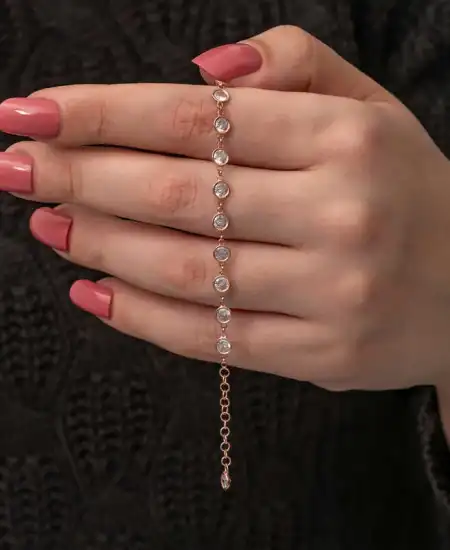 Gümüş Rose Beyaz Taşlı Kadın Bileklik