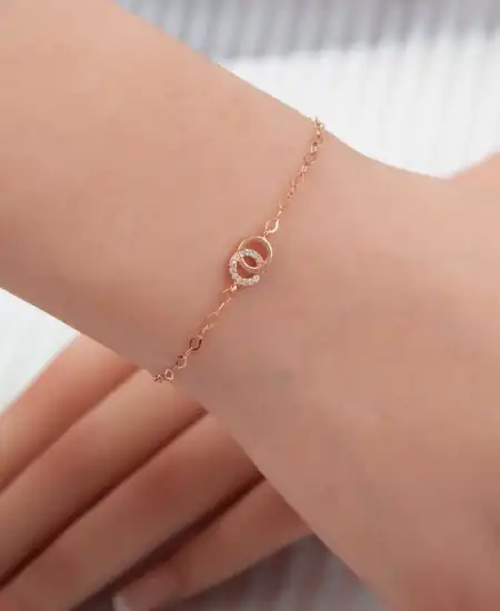 Gümüş Rose Birleşik Halkalar Kadın Kolye