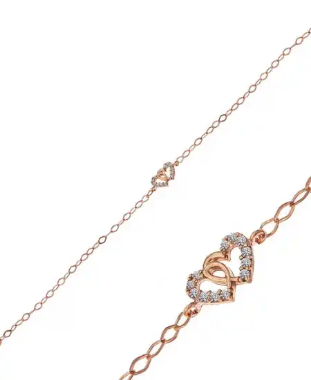 Gümüş Rose Birleşmiş Kalpler Kadın Bileklik