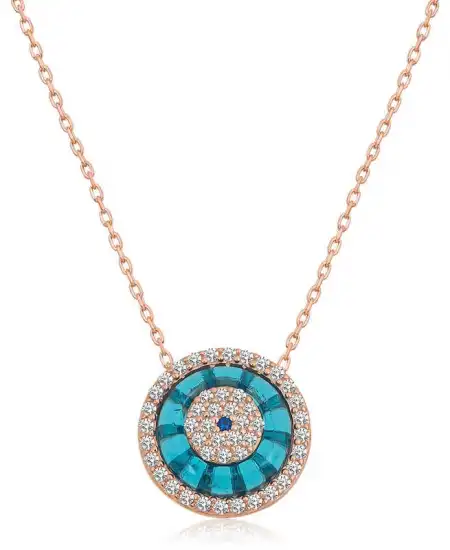 Gümüş Rose Camgöz Nazar Bayan Kolye