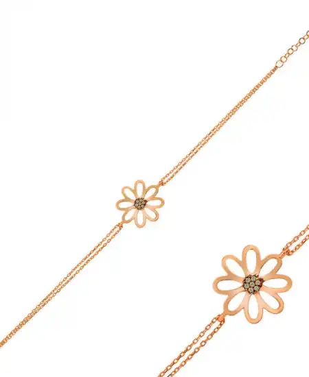 Gümüş Rose Çiçek Bayan Bileklik