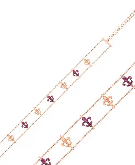 Gümüş Rose Çiçek Desenli Bayan Bileklik