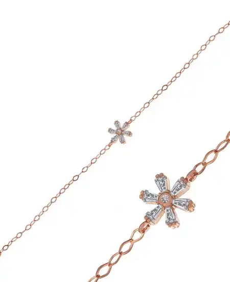 Gümüş Rose Çiçek Kadın Bileklik