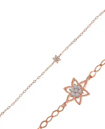 Gümüş Rose Çiçek Kadın Bileklik