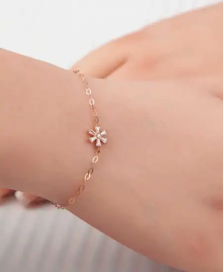 Gümüş Rose Çiçek Kadın Bileklik