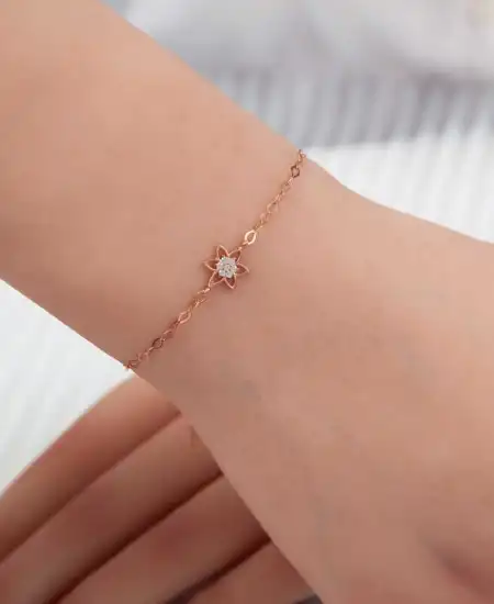 Gümüş Rose Çiçek Kadın Bileklik