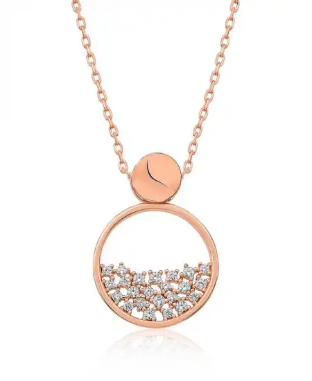 Gümüş Rose Çiğ Damlası Bayan Kolye