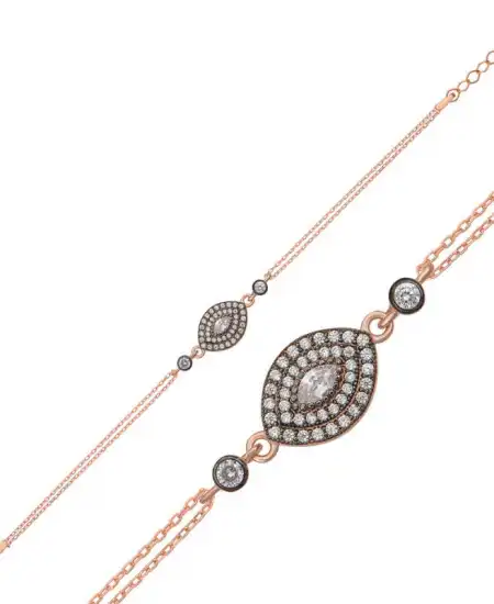 Gümüş Rose Damla Elmas Montür Kadın Bileklik