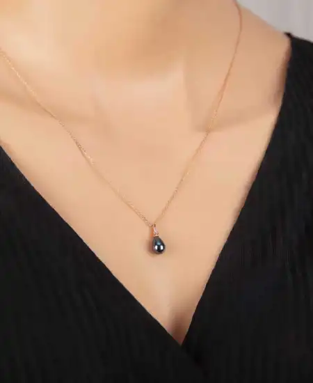 Gümüş Rose Damla İnci Kadın Kolye