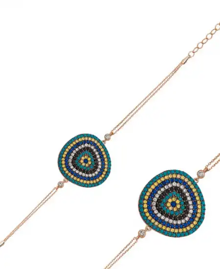 Gümüş Rose Damla Nazar Bayan Bileklik