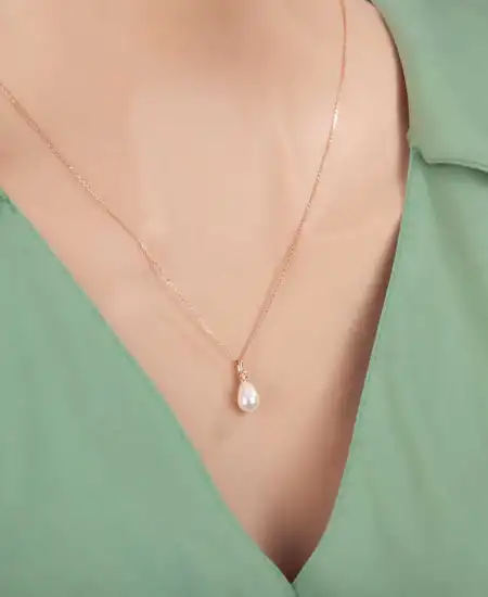 Gümüş Rose Damla Rose İnci Kadın Kolye