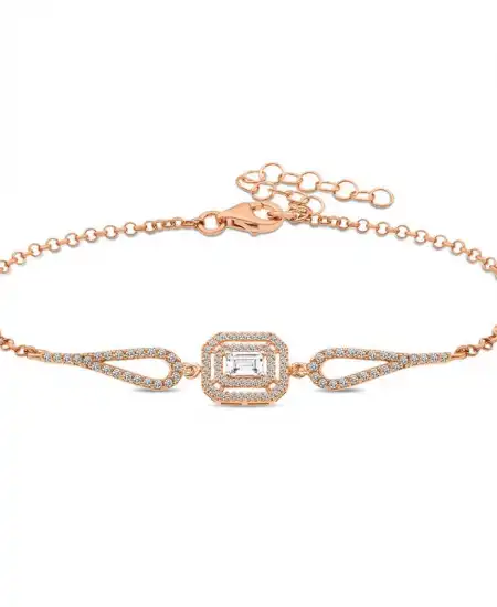 Gümüş Rose Dikdörtgen Baget Bileklik