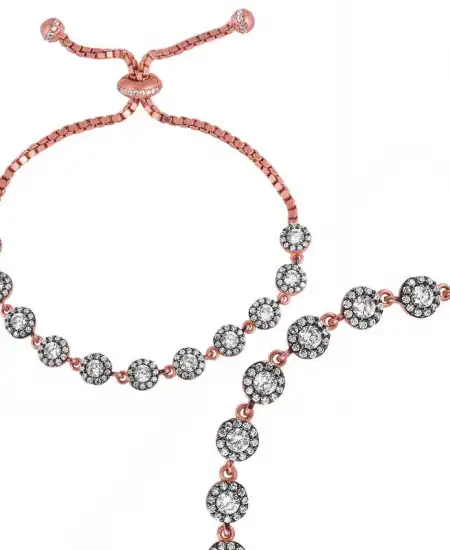 Gümüş Rose Elmas Montür Bayan Asansörlü Bileklik