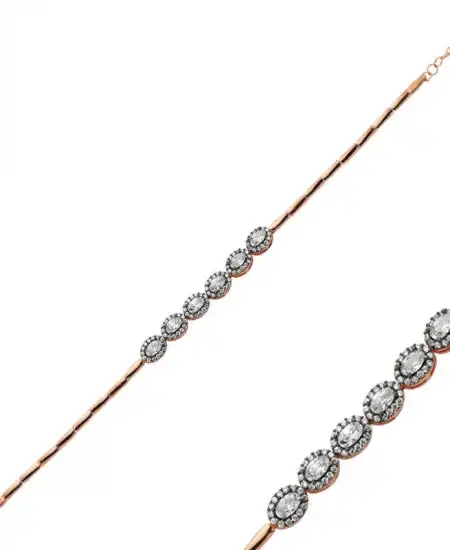 Gümüş Rose Elmas Montür Bayan Bileklik