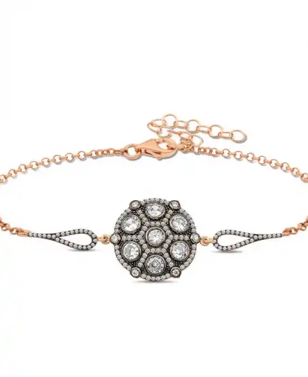 Gümüş Rose Elmas Montür Bileklik