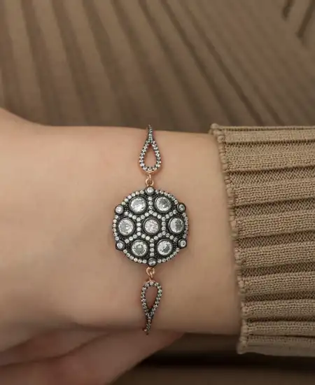 Gümüş Rose Elmas Montür Bileklik