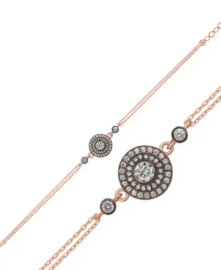 Gümüş Rose Elmas Montür Çiçek Kadın Bileklik