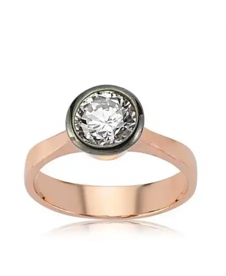 Gümüş Rose Elmas Montür Tek Taş Bayan Yüzük