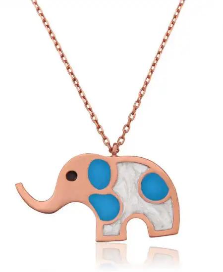 Gümüş Rose Fil Bayan Kolye