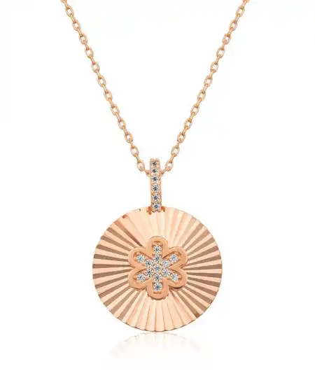 Gümüş Rose Fırfırlı Çiçek Bayan Kolye