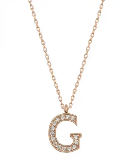 Gümüş Rose G Harfi Kadın Kolye