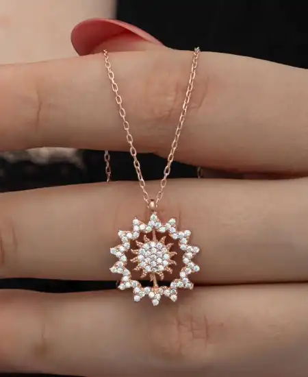 Gümüş Rose Güneş Kadın Kolye