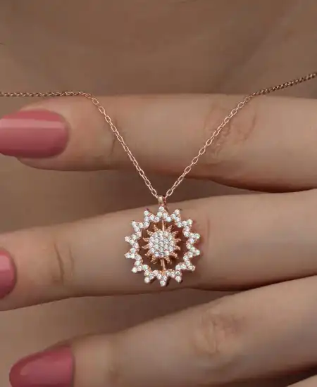 Gümüş Rose Güneş Kadın Kolye