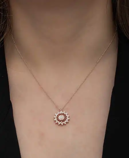 Gümüş Rose Güneş Kadın Kolye
