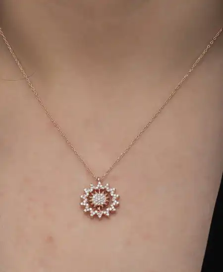 Gümüş Rose Güneş Kadın Kolye