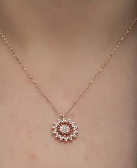 Gümüş Rose Güneş Kadın Kolye