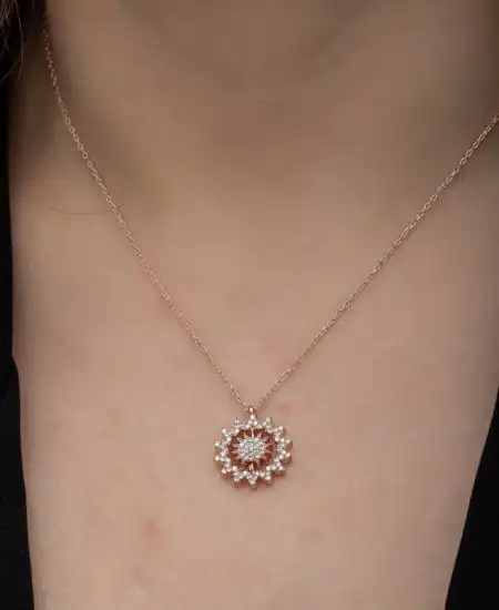Gümüş Rose Güneş Kadın Kolye