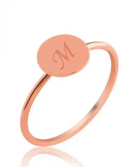 Gümüş Rose Harfli Bayan Yüzük