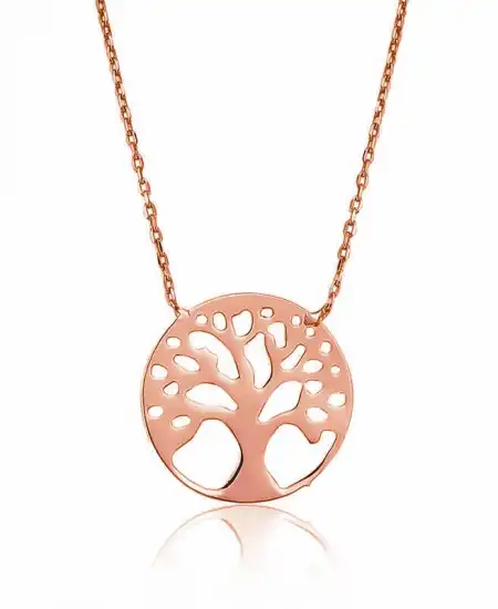 Gümüş Rose Hayat Ağacı Bayan Kolye