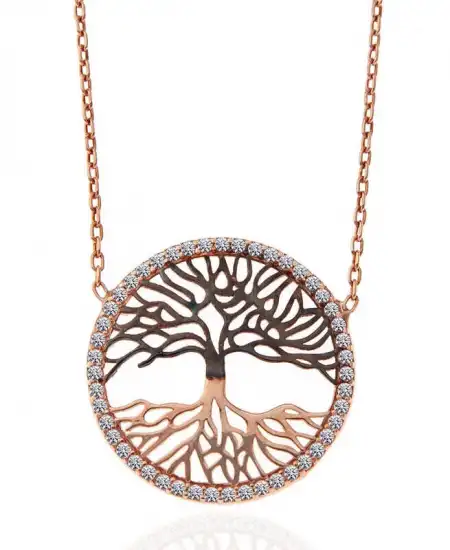 Gümüş Rose Hayat Ağacı Kadın Kolye