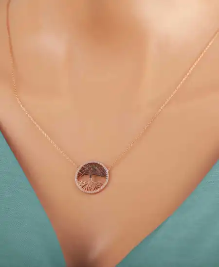 Gümüş Rose Hayat Ağacı Kadın Kolye