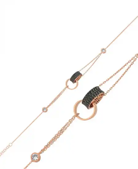 Gümüş Rose İç İçe Geçmiş Halka Bileklik