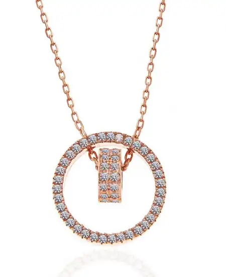 Gümüş Rose İç İçe Geçmiş Halka Kadın Kolye