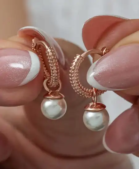 Gümüş Rose İnci Kadın Küpe