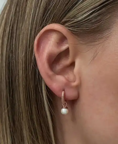 Gümüş Rose İnci Kadın Küpe