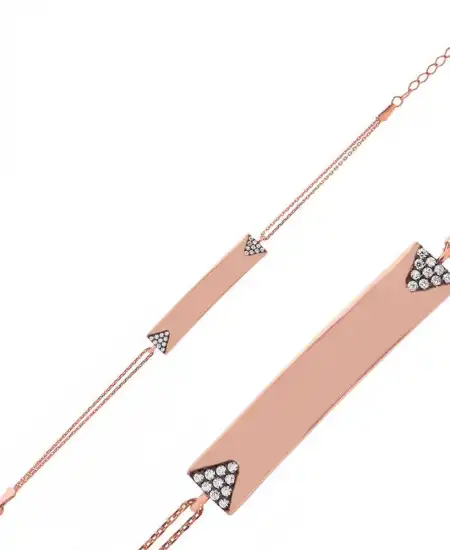 Gümüş Rose İsimli Plaka Bayan Bileklik