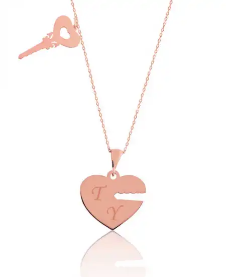 Gümüş Rose Kalbimin Anahtarı İsimli Bayan Kolye